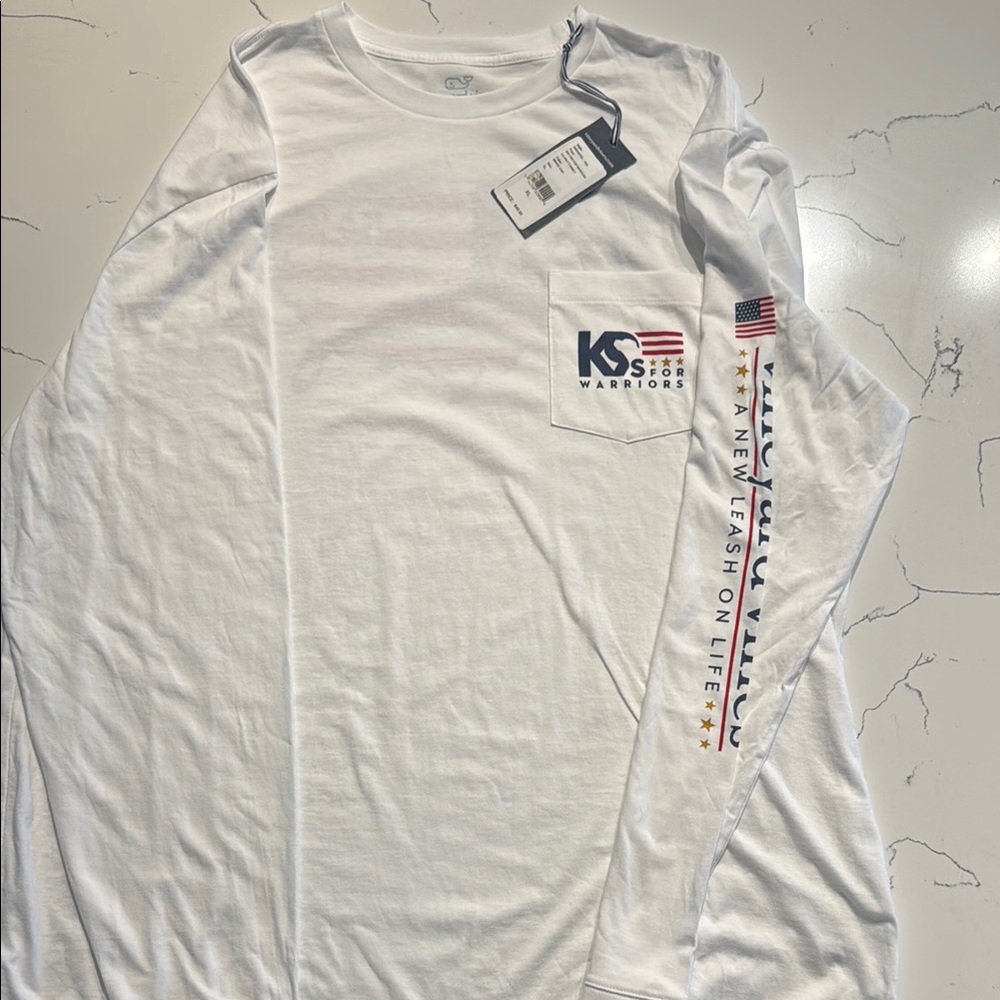 Vineyard Vines White Long Sleeve Tee K9 for Warriors Special Edition
